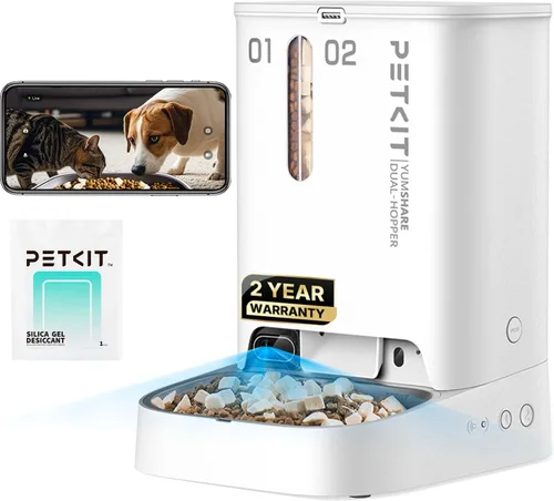 PETKIT - Alimentador automático para gatos y perros con cámara, captura de movimiento impulsada por IA, video HD 1080P con visión nocturna, WiFi