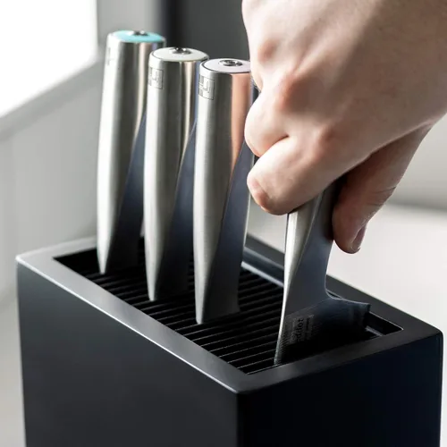 Miniatura 4 de Rockingham Forge Soporte universal vertical para 20 cuchillos de hasta 7.9 in de largo, color negro mate