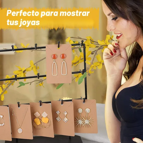 Miniatura 4 de ovsor 150 tarjetas de exhibición de aretes, tarjetas de collar para vender con 150 bolsas de embalaje duraderas, tarjetas de joyería resistentes