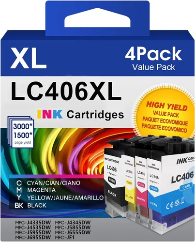 LC406 - Cartuchos de tinta para impresora Brother, repuesto para MFC-J4335DW, MFC-J6555DW, MFC-J4345DW, MFC-J5855DW, MFC-J4535DW XL