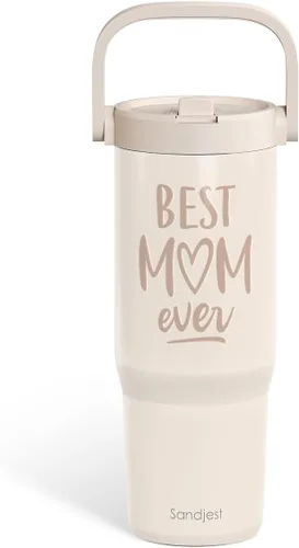Miniatura 27 de SANDJEST Besties - Vaso de acero inoxidable con tapa para pajita de 30 onzas con asa de transporte para mujeres, niñas, mejores amigas, taza de café