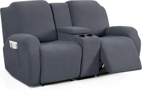 Miniatura 19 de TAOCOCO Funda para Sillón de Dos Plazas Reclinable con Consola Central, Funda Elástica para Sillón de Dos Plazas para Sofá Reclinable de 2 Asientos