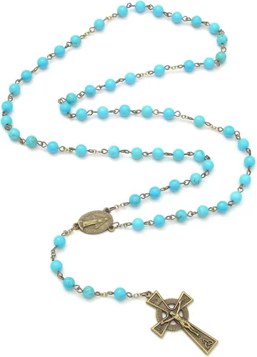 Miniatura 18 de KOMI Rosario de cuentas católicas para mujer, collar de cuentas de rosario con cruz de crucifijo, perlas de cristal, rosario, rosarios, católicos