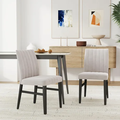Miniatura 15 de Roundhill Furniture Wendell - Juego de 2 sillas de comedor tapizadas contemporáneas, color azul