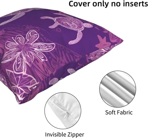Miniatura 3 de Hawaii con estampado de tortuga marina morada, fundas de almohada modernas, fundas de almohada cuadradas decorativas suaves para decoración