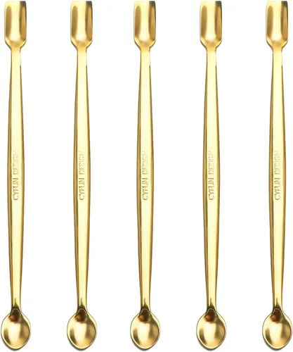 Miniatura 15 de Briartw Paquete de 5 cucharas de acero inoxidable de doble extremo, herramientas de precisión para purpurina, resina, epoxi, polvo de relieve, Negro