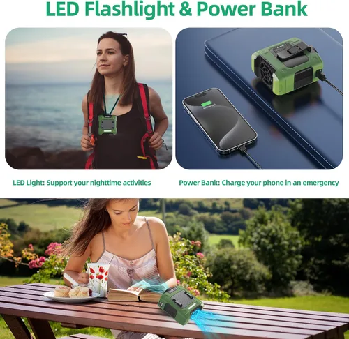 Miniatura 5 de AMKEN Ventilador de cintura, ventilador recargable de clip de cinturón de 10000 mAh, tiempo de funcionamiento de 24 horas, flujo de aire fuerte