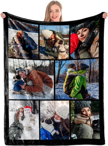 Miniatura 13 de DITKST - Mantas personalizadas con fotos y texto, collage hechas en Estados Unidos, mantas personalizadas con fotos, regalos de cumpleaños, Navidad
