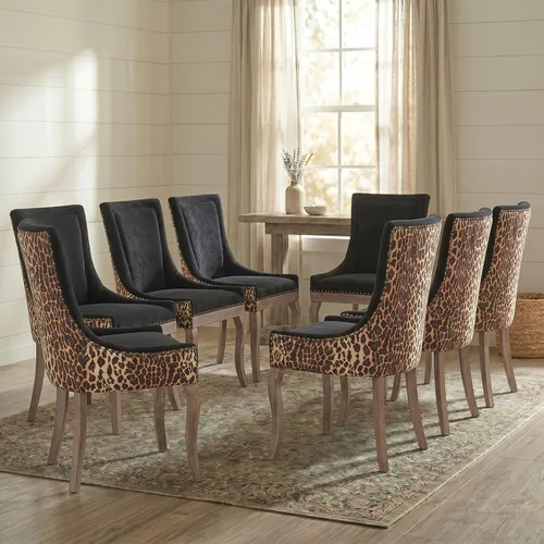 Miniatura 38 de Juego de 2 sillas de comedor tapizadas, sillas de cocina de tela con ribete de cabeza de clavo, sillas de cocina y comedor con respaldo alto, patas