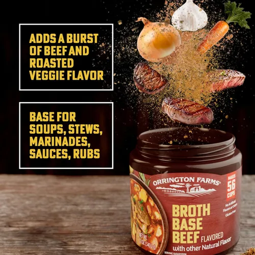 Miniatura 4 de Orrington Farms Base de caldo con sabor a carne, caldo granulado con sabor a carne, uso versátil, sazone al gusto, fácil de almacenar, frasco de 12