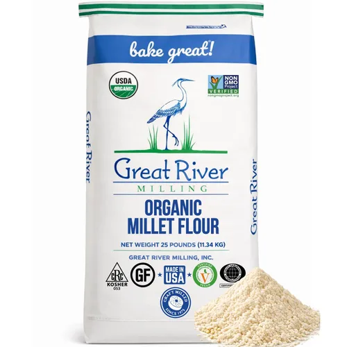 Miniatura 10 de Great River Milling Harina de mijo orgánica USDA orgánica, naturalmente sin gluten, sin OMG, vegana, kosher Sabor suave a nuez para hornear