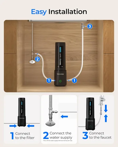 Miniatura 5 de Waterdrop 10UA PRO Filtro de agua para debajo del fregadero, no se requiere perforación, recordatorio de tiempo, fácil instalación, reduce el plomo