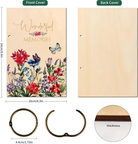 Miniatura 2 de Giiffu - Libro organizador de tarjetas de felicitación, carpeta de madera para tarjetas de felicitación Álbum de recuerdo de tarjeta de cumpleaños