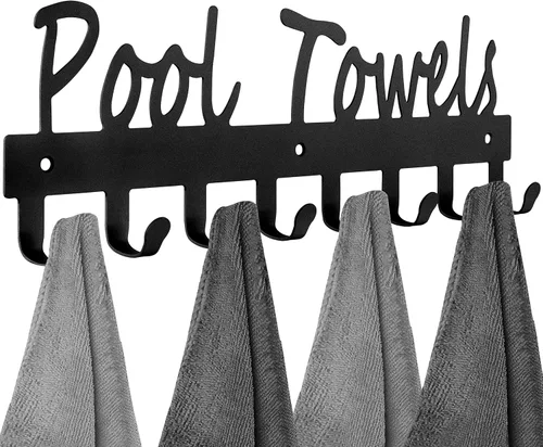 Ganchos para toallas de piscina para baño, soporte de pared, toallero, soporte para toallas, organizador de acero al carbono, para interiores y