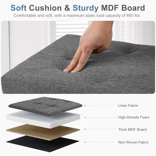 Miniatura 3 de NEWBULIG Banco Otomán de Almacenamiento Plegable de 30 Pulgadas con Asiento Acolchado para Dormitorio, Taburetes Reposapiés Pequeños al Final