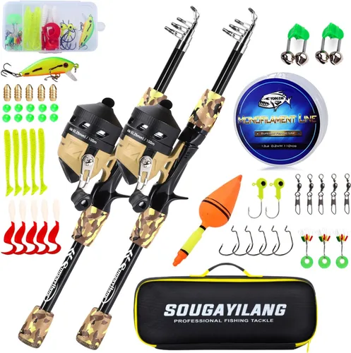 Miniatura 8 de Sougayilang Kids Fishing Rod and Reel Combo,Light Weight Fishing Pole with Spincast Fishing Reel Tackle Bag Lures for Youth,Girls and Boys Good