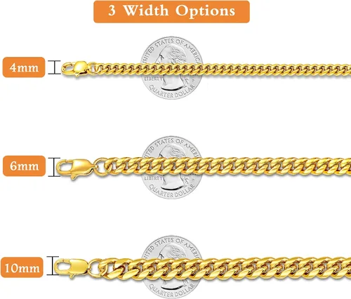 Miniatura 4 de Jewlpire Diamond Cut Miami Mens Cuban Link Chain Necklace, Gold Chain Silver Chain for Men Boys Women, Hip-Hop & Cool Style, 316L Stainless
