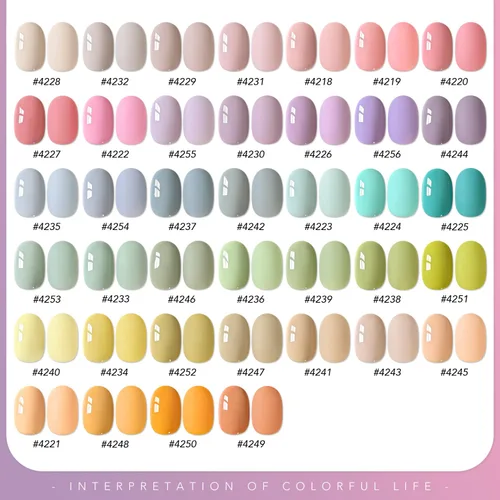 Miniatura 6 de GAOY - Juego de 42 esmaltes de uñas de gel, colores pastel, primavera, verano, rosa, verde, con capa superior brillante y mate y capa base