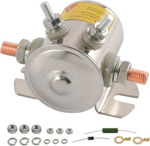Miniatura 10 de Máx. 200A 12 voltios 3 terminales Relé solenoide de servicio continuo para carritos de golf, cabrestante resistente marino en Rush 24106 SPST 12VDC