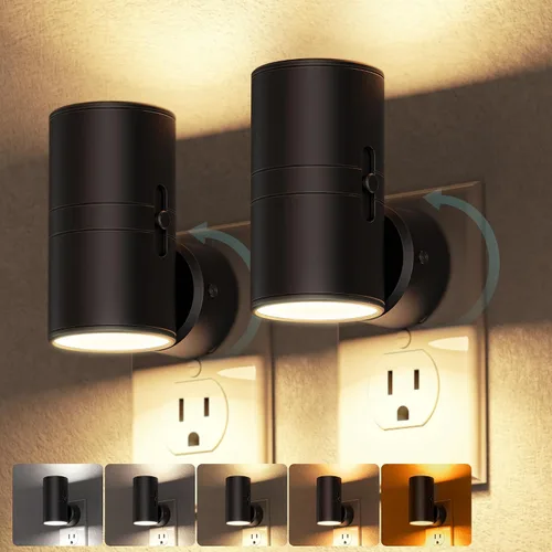 Miniatura 17 de Briignite - Luces nocturnas led enchufables, 3CCT, sensor de anochecer a amanecer, de 3000 K, regulable para pasillo, dormitorio, escalera, paquete