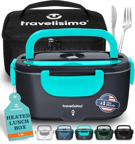 Miniatura 8 de TRAVELISIMO Fiambrera eléctrica para adultos de 80 W con calefacción para hombres, calentador de alimentos portátil de acero inoxidable de 1.5 L