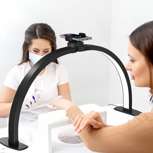 Miniatura 8 de iVict Luz de Media Luna para Mesa de Uñas, Lámpara Técnica de 29 Pulgadas 40W con Soporte para Teléfono, 10 Niveles de Brillo Ajustables, Lámpara