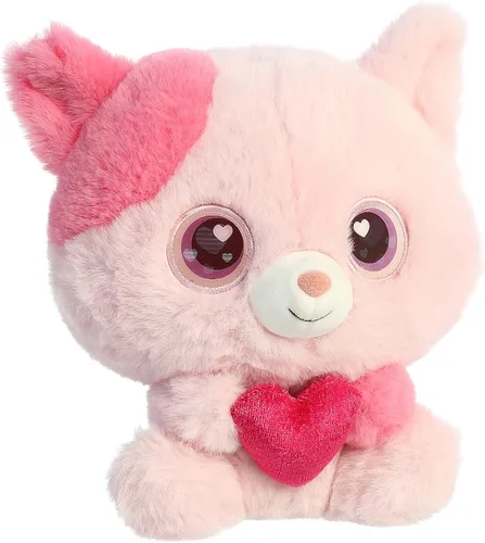Miniatura 2 de Aurora Encantador gato lenticular enamorado de peluche – Cambio de color – Juego interactivo – Rosa 6 pulgadas