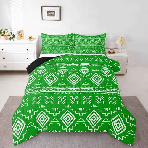Miniatura 12 de Erosebridal - Juego de ropa de cama estilo tribal bohemio azteca, edredón con estampado étnico blanco y negro, bohemio, tamaño King, juego de Multi