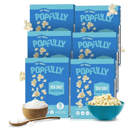 Miniatura 19 de POPFULLY Palomitas 94% libres de grasa totalmente explotadas, bolsas para compartir, sabor a mantequilla ligera, gran explosión, bolsas