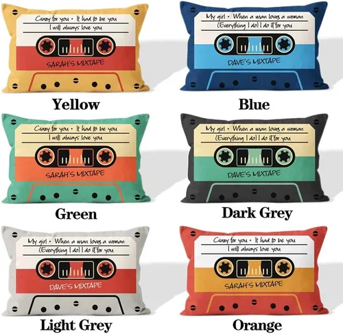 Miniatura 7 de NICEDREAM Funda de almohada personalizada Mixtape Retro 80s Music Pillow Cover Custom Name Throw Pillow Covers