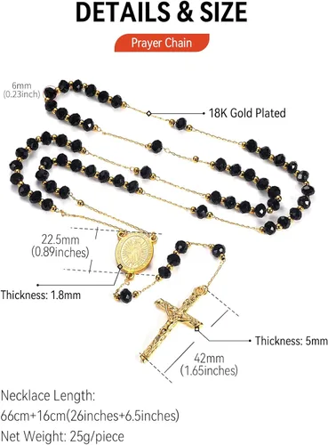Miniatura 6 de FaithHeart Collar de cruz de rosario cristiano para mujeres y hombres, acero inoxidable para orar rosario en Y, caja de regalo