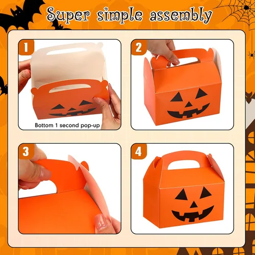 Miniatura 3 de Lincia 50 cajas de golosinas de Halloween, cajas de caramelos, cajas de cartón y calabaza, juego de cajas de regalo de vacaciones, bolsas a granel