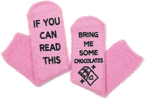 Miniatura 42 de CHANGGER Calcetines unisex con texto en inglés "If You Can Read This Bring Me Some Fuzzy Funny Saying Crew Socks Christmas Unisex Gift