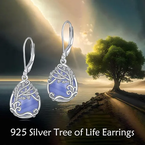 Miniatura 176 de Aretes colgantes con forma de lágrima de filigrana de piedra lunar de plata de ley 925 con cierre de palanca para mujer, regalos de joyería