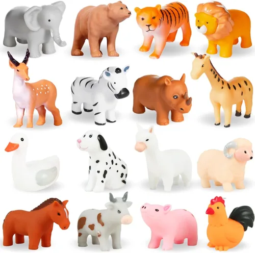WQTHE Juguetes de baño para bebés, para bebés de 6 a 12 años y niños pequeños de 1 a 3 años, juguetes de bañera sin agujeros (combo de animales, 16