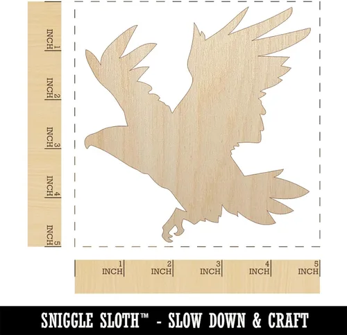 Miniatura 2 de Recorte patriótico americano de águila calva voladora de madera sin terminar para proyectos de manualidades, 1/4 de pulgada de grosor