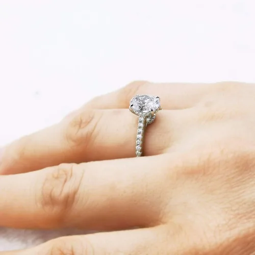 Miniatura 4 de Bo.Dream Anillo de compromiso de circonita cúbica de corte ovalado de 1,5 ct2 quilates, plata esterlina chapada en rodio