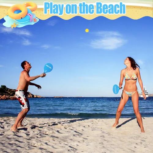 Miniatura 5 de Juego de 2 juegos de pelota de remo de juguete para juegos de playa, divertido juego de raquetas de pádel, juguetes deportivos al aire libre