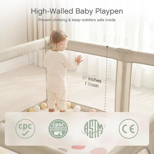 Miniatura 5 de Doradotey - Corralito plegable y premontado para bebés y niños pequeños, corralito grande de 55 x 79 pulgadas para interiores, juego de valla