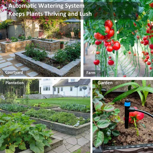 Miniatura 7 de Kit de riego por goteo de 64 pies con temporizador de jardín, sistema de riego de plantas con boquillas de chorro de tubería y temporizador de agua