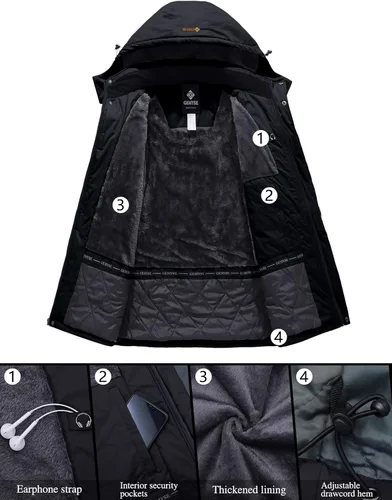 Miniatura 3 de GEMYSE Chaqueta de esquí impermeable para hombre, con aislamiento de invierno, resistente al viento, con capucha, Nieve