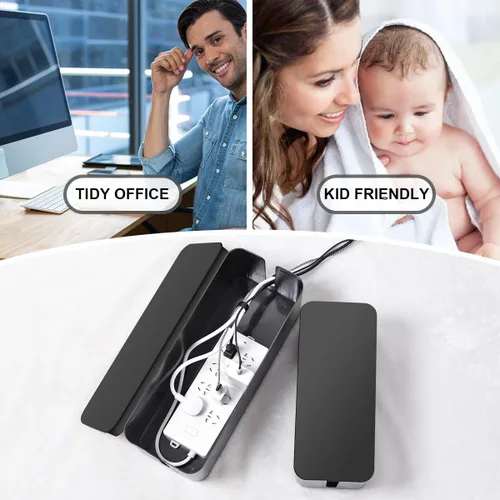 Miniatura 7 de Caja de organización de cables, paquete de 2 cajas organizadoras de cables grandes y medianas con 17 unidades de organización de cables, caja