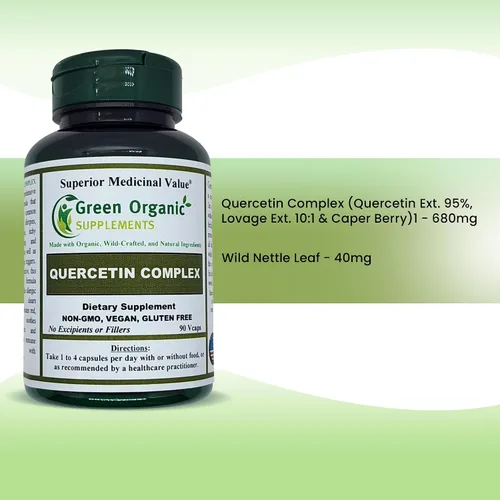 Miniatura 4 de Green Organic Supplements Complejo de quercetina, 90 VCaps, alta absorción, sin OMG, sin gluten Apoya la salud y el sistema inmunológico