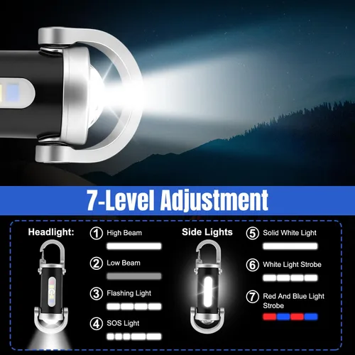 Miniatura 3 de 2 linternas portátiles recargables brillantes, tipo C, USB, mini luz LED, llavero cargador de teléfono, 7 modos de iluminación para campamento