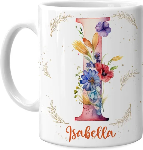 Miniatura 21 de Hyturtle Taza de café personalizada con inicial con nombre, monograma de cumpleaños, regalos de Navidad para niñas y mujeres, letra A del alfabeto