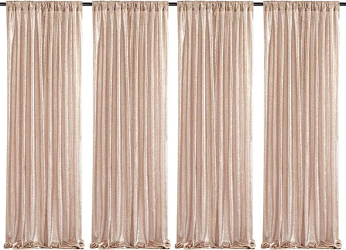 Miniatura 73 de Cortinas de fondo de lentejuelas rosas de 2 piezas, 2 pies x 8 pies, fondo de fotografía, cortina para fiestas con purpurina, fondo de boda, tela