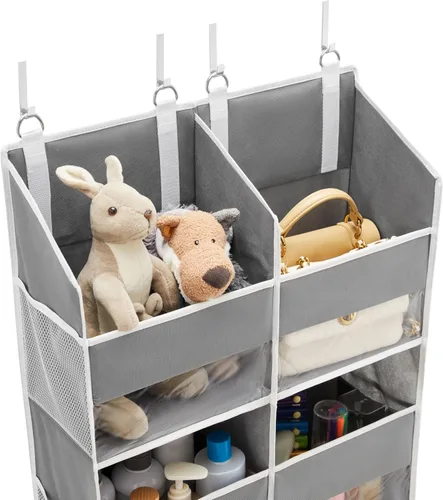 Miniatura 8 de Organizador para colocar sobre la puerta de 5 niveles, almacenamiento extra grande detrás de la puerta de 10 compartimentos, organizador colgante