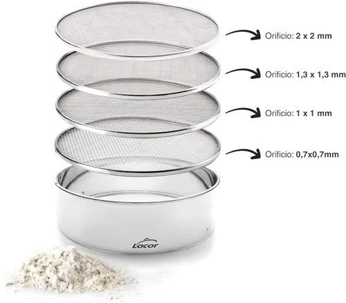 Miniatura 3 de LACOR 4 tamices de malla intercambiables 7.9 in, acero inoxidable, plata