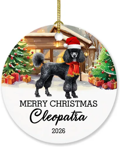 Miniatura 10 de Adorno personalizado de caniche negro, regalo para perro, mamá, perro, papá, adorno de Navidad único de perro caniche negro 2025, adorno de caniche