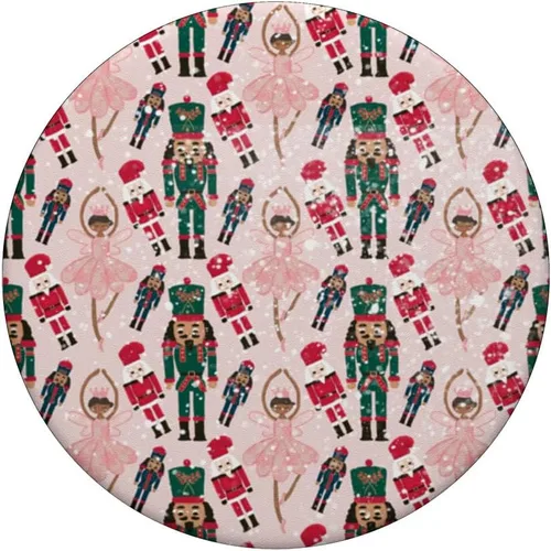 Miniatura 3 de Feliz Navidad Preppy Rosa Bailarina Navidad Cascanueces Estampado PopSockets Estándar PopGrip